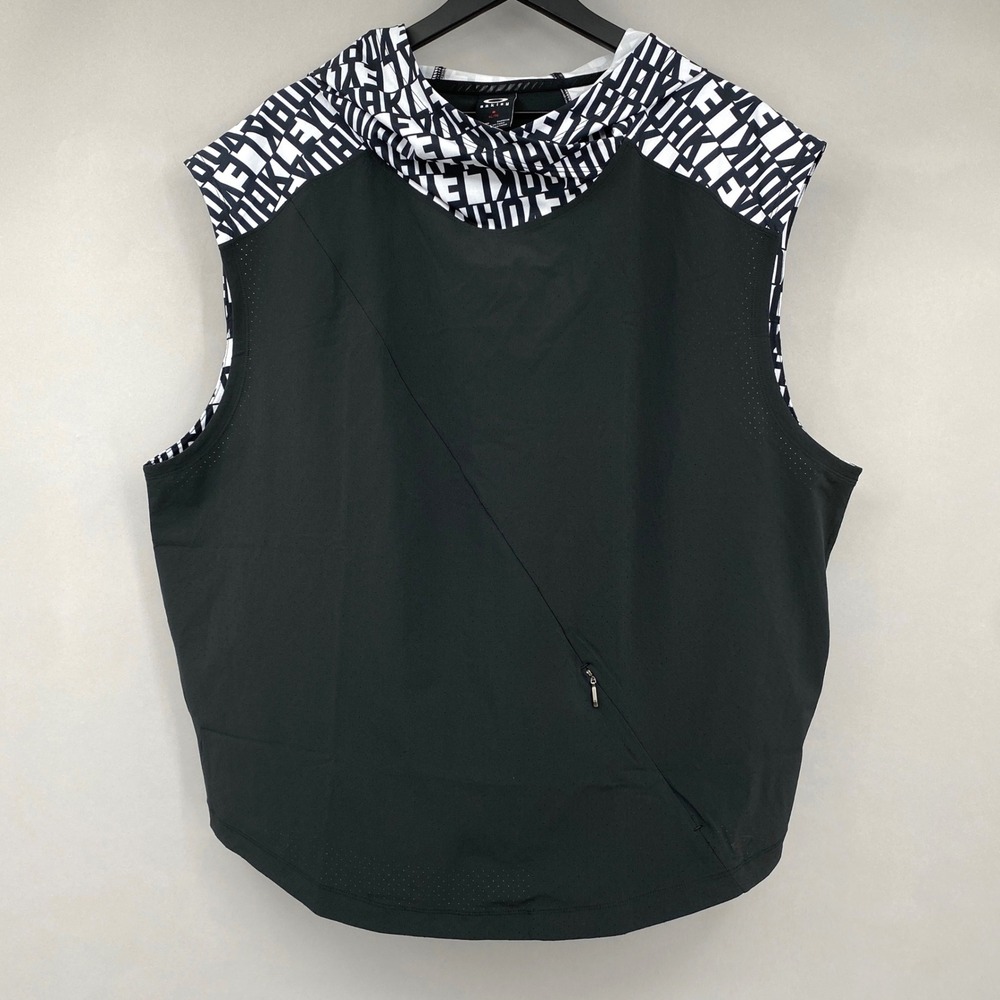 Oakley Sleeveless Hoodie Top Vest Women XL Black White Logo Print Techwear
